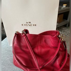 Coach Madison Phoebe Pebbled Leather Bag in red - gently used